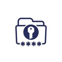 folder and key icon, password protection vector