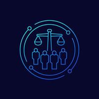 class action icon, collective legal case linear design vector