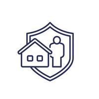 landlord insurance line icon with a house vector