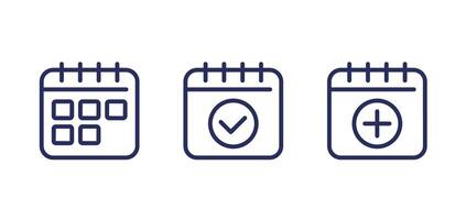 calendar and schedule icons, line vector