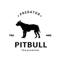 vintage retro hipster pitbull logo vector outline silhouette art icon