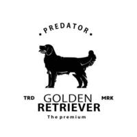 vintage retro hipster golden retriever logo vector outline silhouette art icon