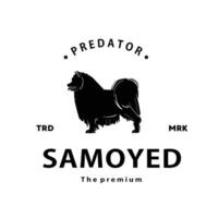 Clásico retro hipster Samoyedo logo vector contorno silueta Arte icono