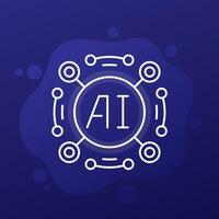 AI icon, Artificial intelligence technologies, linear design vector