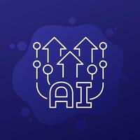 AI technology evolution line icon for web vector