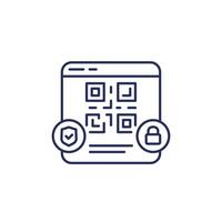 Secure qr code payment line icon vector