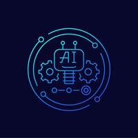 AI bot icon, Artificial intelligence, linear design vector