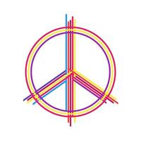 peace sign, vector t-shirt design, print, varicoloured lines on white, vector illustration