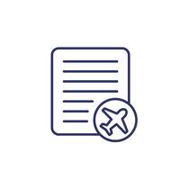 flight documents line icon, vector