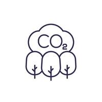 co2, carbon offset line icon vector