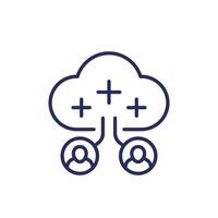 collect user data line icon with a cloud vector