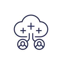 collect user data line icon with a cloud vector