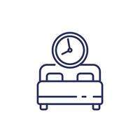 sleeping time line icon with a bed vector