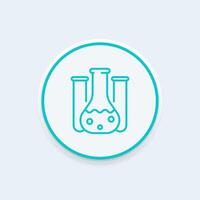 química línea icono, laboratorio vaso prueba tubo, química laboratorio firmar, vector ilustración