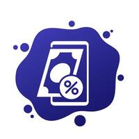 online loan in mobile banking vector icon