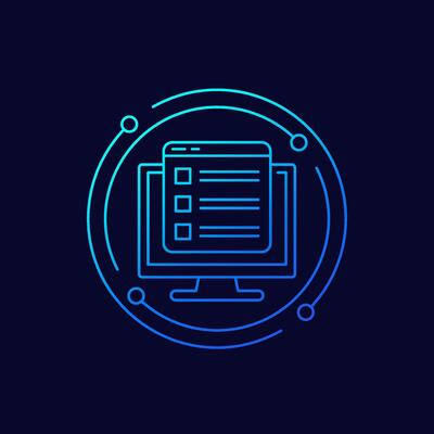 Features of product icon, linear design