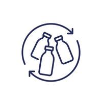 recycling plastic bottles line icon on white vector