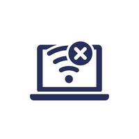 No Wifi conexión icono con un ordenador portátil en blanco vector