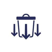 Reducing waste icon with a trash bin vector