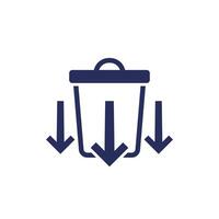 Reducing waste icon with a trash bin vector