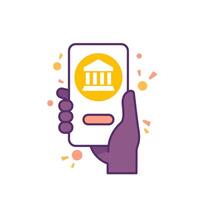 mobile banking icon, smart phone in hand vector