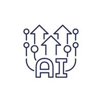 AI technology evolution line icon vector