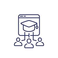 online education line icon with students vector