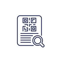 documento con qr código línea icono vector