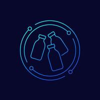 recycling plastic bottles icon, linear vector