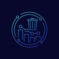 Reducing waste icon with a chart, linear design vector