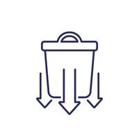 Reducing waste line icon with a trash bin vector