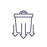 Reducing waste line icon with a trash bin vector