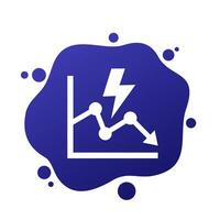 power consumption decrease, reduction icon, vector