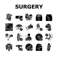 surgery doctor surgeon hospital icons set vector