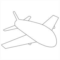 Continuous single line art drawing of commercial airplane and concept for tour tourism vector