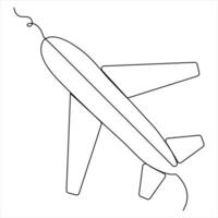 Continuous single line art drawing of commercial airplane and concept for tour tourism vector