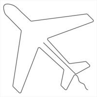 Continuous single line art drawing of commercial airplane and concept for tour tourism vector