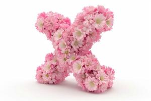 AI generated 3d xeranthemum letter x in modern style on white background   creative floral alphabet design photo