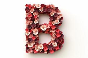 AI generated 3d begonia flower letter  b  isolated on white background, botanical alphabet concept photo