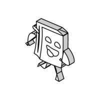 funny book character isometric icon vector illustration