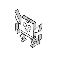 jump cardboard box character isometric icon vector illustration