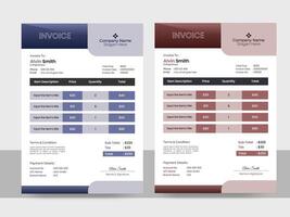Exclusive Invoice Design with two color combination vector