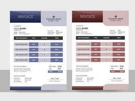 Exclusive Invoice Design with two color combination vector