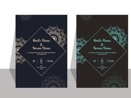 Vintage invitation card with ornament or mandala design vector