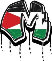 Palestine Flag Graffiti M Dripping Vector Template