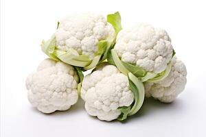 AI generated Fresh cauliflower isolated on white background for healthy eating and cooking concept photo