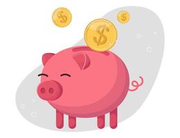 Coins fall into a piggy bank vector