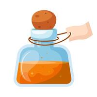 Orange potion in a bottle vector