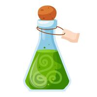 Green potion in a flask vector