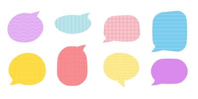 Colorful speech bubbles with pattern. Modern stickers for collage, notes vector